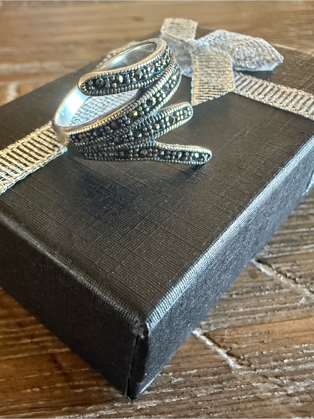 Sterling Silver Marcasite Wrap-Style Ring in Silver Size 8